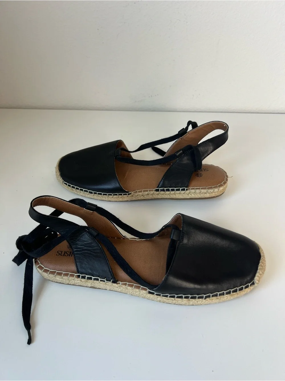 Susina Black Lace Up Espadrille Flats Women’s Size 9 Coastal Minimalist